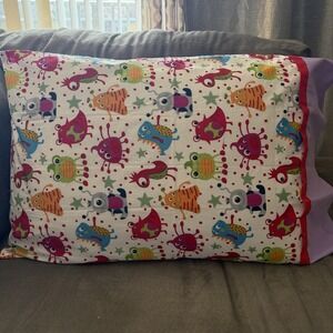 Handmade Kids Monster Pillowcase White Colorful Fun Cartoon Bedding Cute